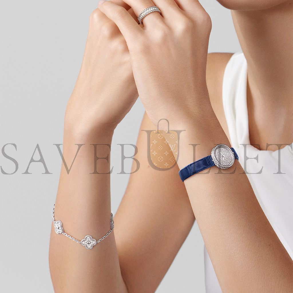 van cleef arpels vintage alhambra bracelet, 5 motifs - white gold, Di*m*nd  vcara41500